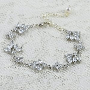 Cubic Zirconia Rhodium Silver Bridal Wedding Bracelet 39
