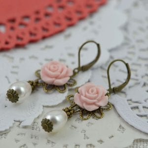 Charming Pale Pink Lucite Flower Swarovski Earrings 23