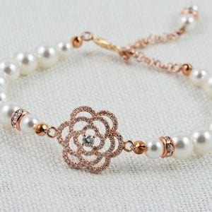 Rose Gold Swarovski Bridal Bracelet - Cubic Zirconia 12