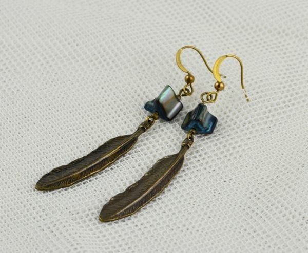 Turquoise Shell Leaf Earrings 19