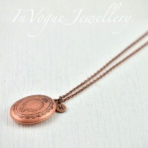 Personalised Initial Antique Copper Locket Necklace 19