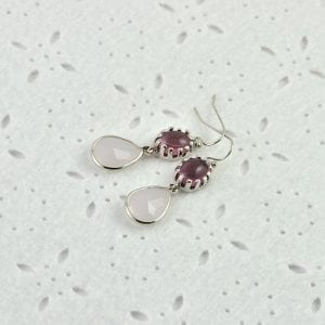 Amethyst Silver Earrings - Teardrops, Lavender, Drop, Bridesmaids