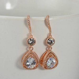 Bridal Rose Gold Teardrop Earrings Teardrop Earrings Wedding JEWELRY Cubic Zirconia Earrings Bridesmaids Earrings engagement jewellery 21