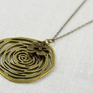 Bronze pendant Flower necklace - Minimalist, Huge Flower Pendant 18