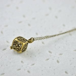 Bronze Square Necklace, Bronze Filigree Necklace, Filigree Box Necklace, Bronze Jewelry, Simple Dainty Minimalist Everyday Pendant Necklace