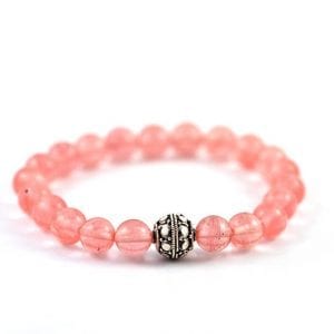 Cherry Quartz Gemstone Bracelet - Pink, Semi Precious, Stretch