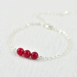Coral Gemstone Red Dainty Bracelet - Ruby, Minimalist, Beach, Wedding, Bridesmaids 21