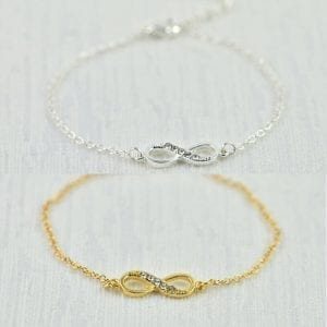 Dainty Silver Infinity Charm Bracelet - Gold, Crystal Bracelet, Simple 33