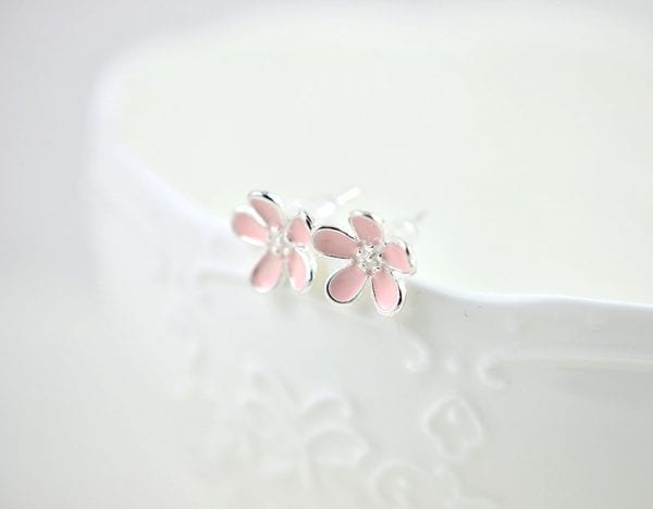Dainty Sterling Silver Flower Stud Earrings 18