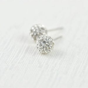 Disco Ball Silver Stud Earrings - Cubic Zirconia, Silver, Bridesmaids, Wedding Jewellery 24