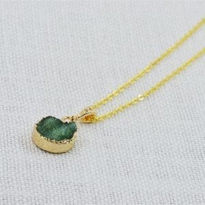 Emerald Druzy Stone Necklace - Druzy Jewellery, Green Druzy Pendant 24