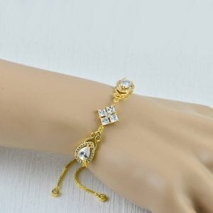 Gold Bridal Wedding Bracelet - Cubic Zirconia, Indian Bracelet 18