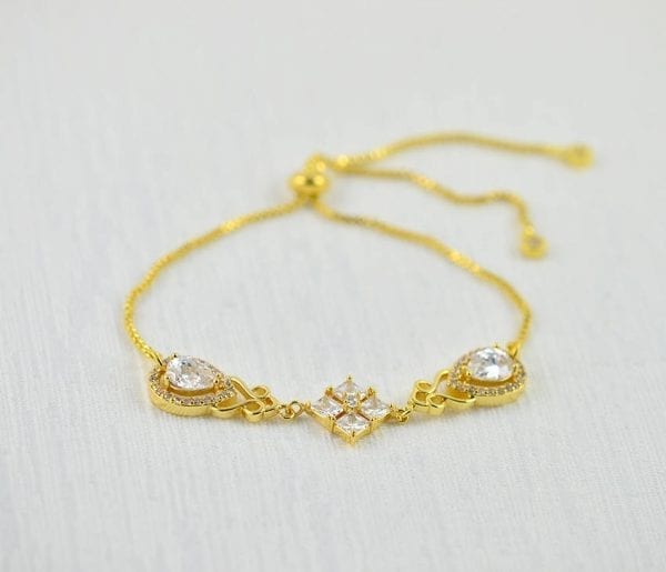 Gold Bridal Wedding Bracelet - Cubic Zirconia, Indian Bracelet 18