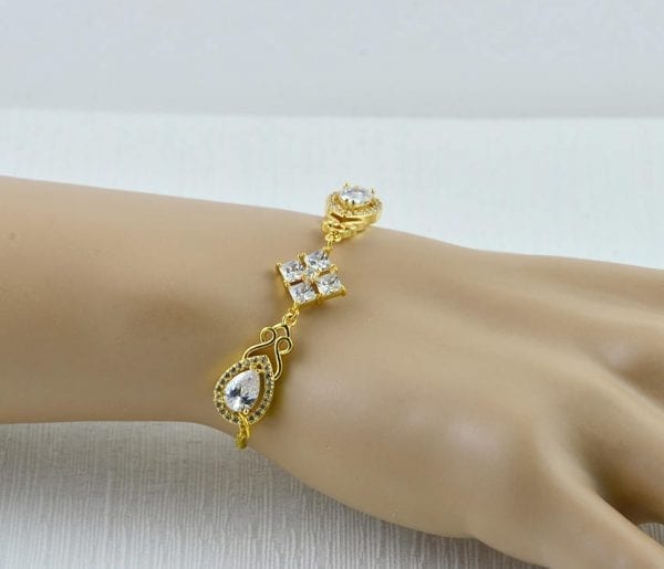 Gold Bridal Wedding Bracelet - Cubic Zirconia, Indian Bracelet 19
