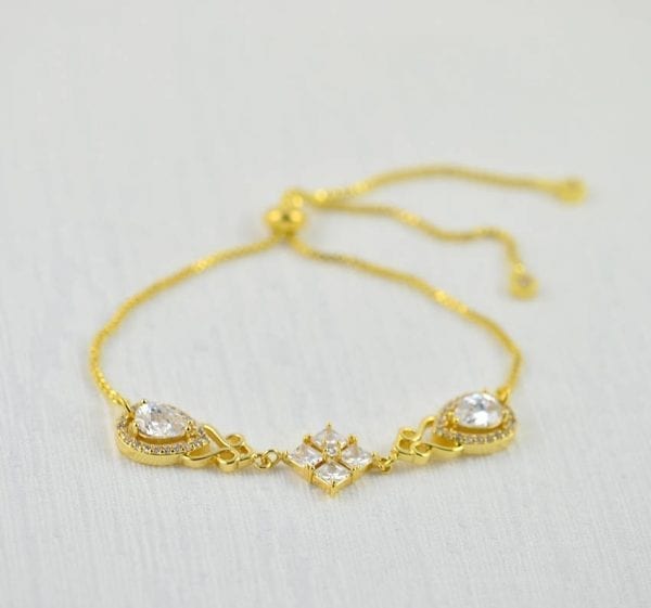 Gold Bridal Wedding Bracelet - Cubic Zirconia, Indian Bracelet 21
