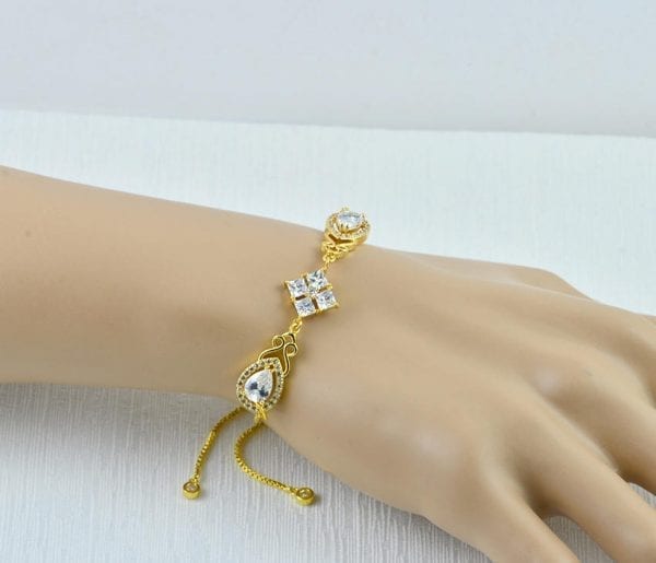 Gold Bridal Wedding Bracelet - Cubic Zirconia, Indian Bracelet 22