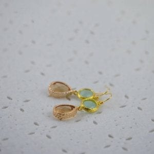 Gold Green Light Topaz Earrings - Bridesmaids, Dangle