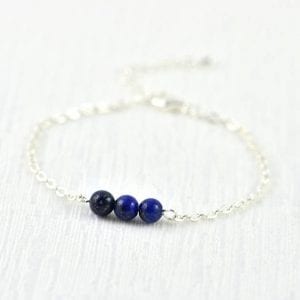 Lapis Lazuli Gemstone Bracelet - Dark Blue, Minimalist, Beach, Wedding 12