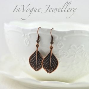 Light Weight Minimalist Elegant Leaf Drop Copper Earrings 18