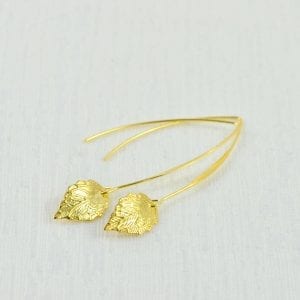 Leaf Drop Gold Earrings - Bridesmaids Earrings, Gold Leaf Simple light Weight Long Dangle Everyday Earrings, Gold Jewellery, Drop Earrings 17