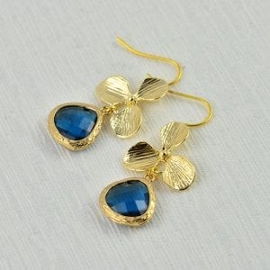 London Sapphire Art Deco Earrings - Floral, Bridesmaids, Simple 14