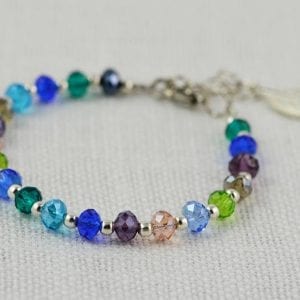 Muti Colour Crystal Bracelet - Czech Faceted, Dainty, Simple, Rainbow 20