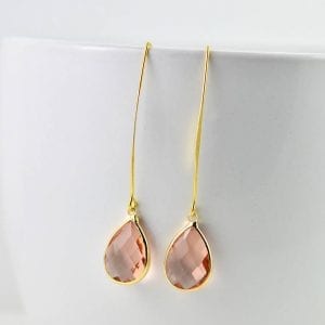 Peach Drop Gold Light Earrings - Teardrop, Dangle, Bridesmaids 14
