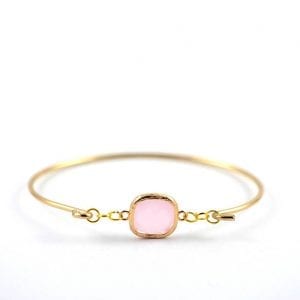 Pink Bangle Gold Bracelet - Charm Faceted Crystal Glass Bracelet 31