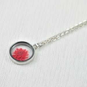 Red Real Dried Flower Necklace - Pressed Dried Flower, Bohemian Glass Terrarium 25
