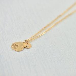 Rose Gold Personalised Butterfly Necklace With Initials Engraved Disc 34