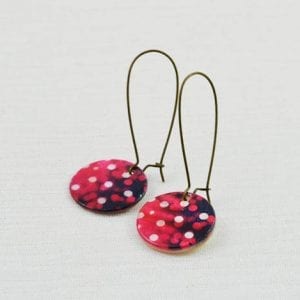 Sea shell Polka Dot Earrings - Natural Shell, Bronze Red 19