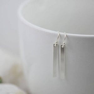 dainty silver bar earrings