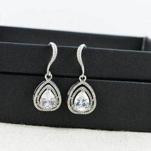 Silver Bridal Simple Earrings - Cubic Zirconia, Wedding, Bridal, Drop Earrings 20