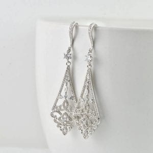 Swarovski Bridal Dangle Earrings - Silver, Wedding, Cubic Zirconia, Bridesmaids 9