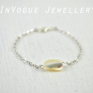 Silver Mother of Pearl Bracelet - Nugget, Flower Girl, Wedding Bracelet