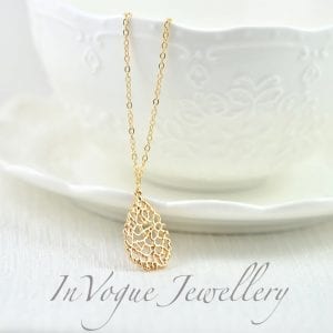 Simple Every Day Gold Drop Filigree Necklace 19