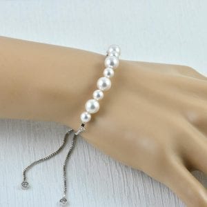 Swarovski Pearl Wedding Bracelet - Pearl Bridal Bracelet Jewellery, Pearl Bracelet, Silver Bridal Bracelet, Silver Jewellery, Genuine Pearl 22