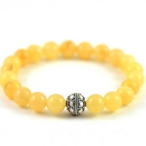 Yellow Honey Onyx Gemstone Stretch Bracelet 29