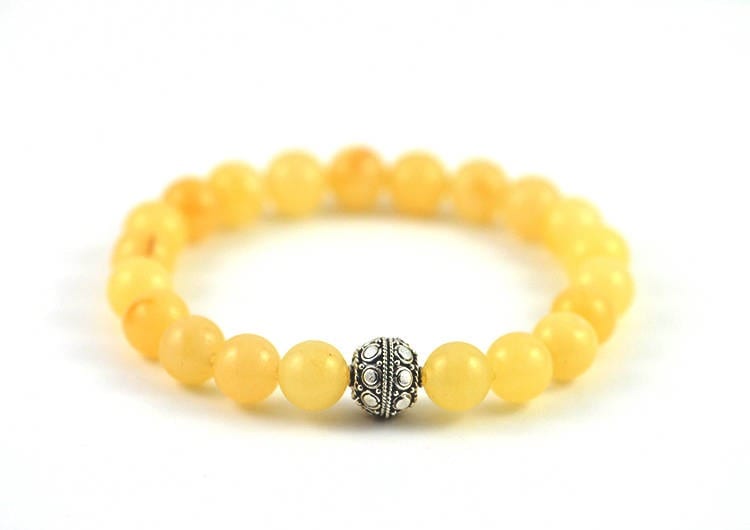 silver bracelet yellow stone