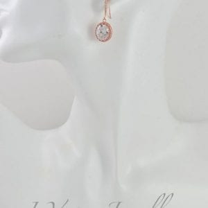 Rose Gold Cubic Zirconia Drop Bridal/Bridesmaid Wedding Earrings