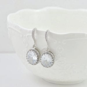 Silver Cubic Zirconia Drop Bridal/Bridesmaid Wedding Earrings