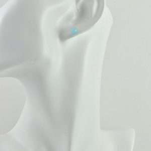 Dainty Turquoise Jade Sterling Silver Stud Dome Minimalist Earrings
