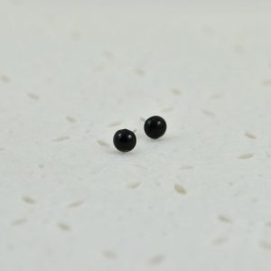 Sterling Silver Black Onyx Round Dome Stud Earrings