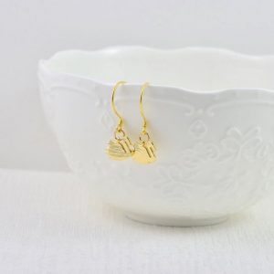 Swan 24K Gold Earrings - Drop, simple, Minimalist, Everyday
