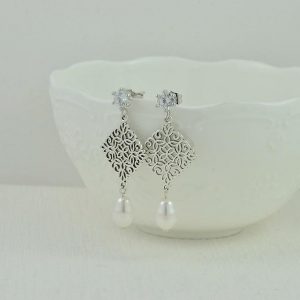 Swarovski Pearl Drop Silver Earrings
