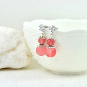 Pink Drop Cherry Quartz Gemstone Earrings 23