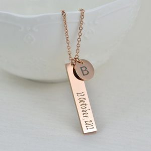 Initial Name Silver Bar Necklace, Personalised Charm Necklace, Name Bar Personalised Tag Necklace, Customised Silver Gold Rose Gold Necklace 27