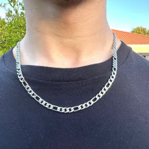 Men Silver Figaro Link Chain
